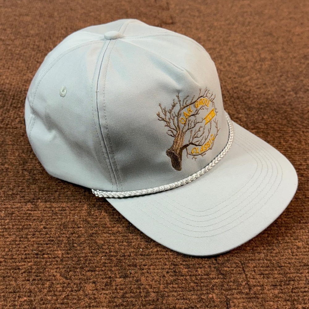 Vintage San Sun Oak Grove Classic XVIII Rope Hat Gray Leather Strapback Cap